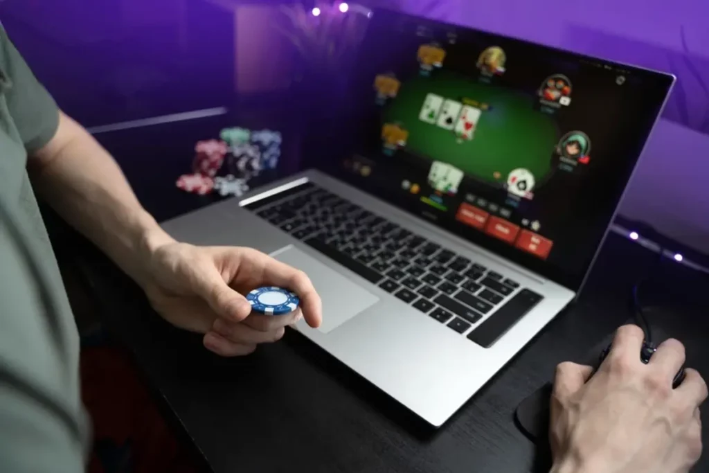 man playing online casino games